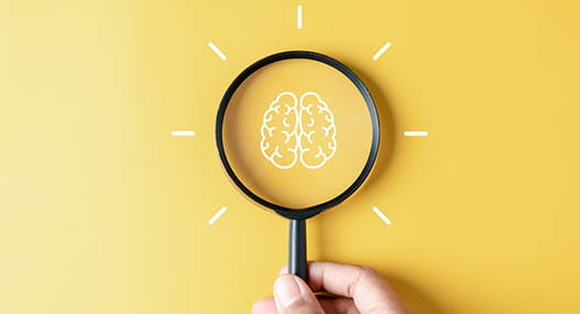 Magnifier with brainstorm inside to smart, idea, creative, education, intelligence concept